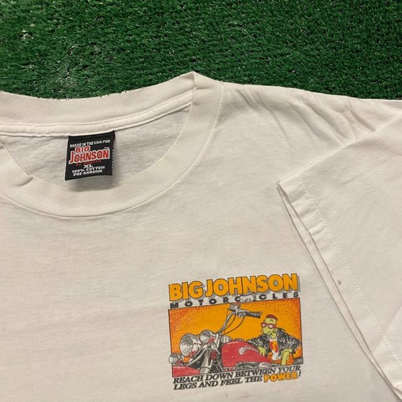 Big Johnson Motorcycles Vintage 90s Sex Humor T-Shirt - Picture 2 of 6